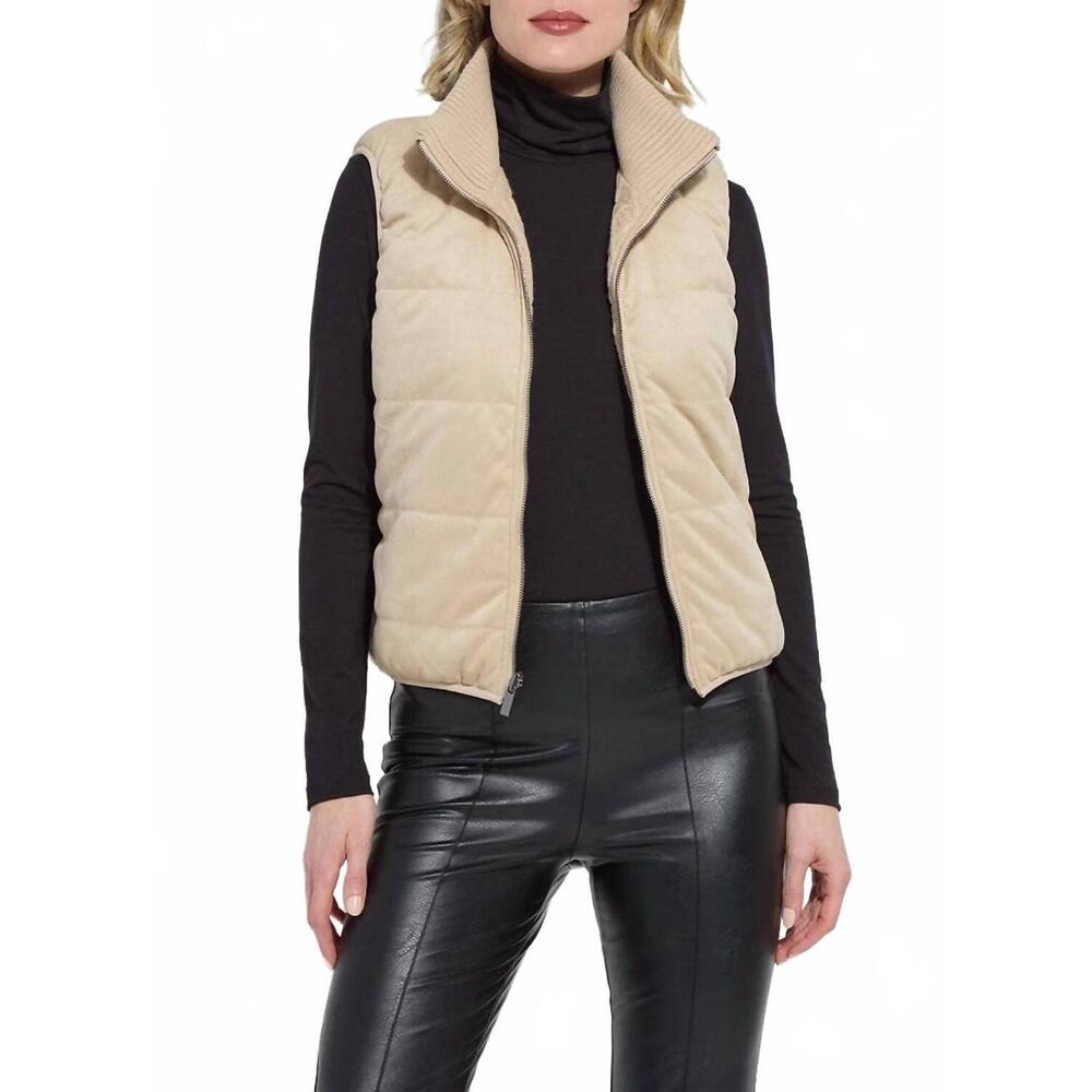 NEW LYSSE petra reversible puffer sweater vest in beige